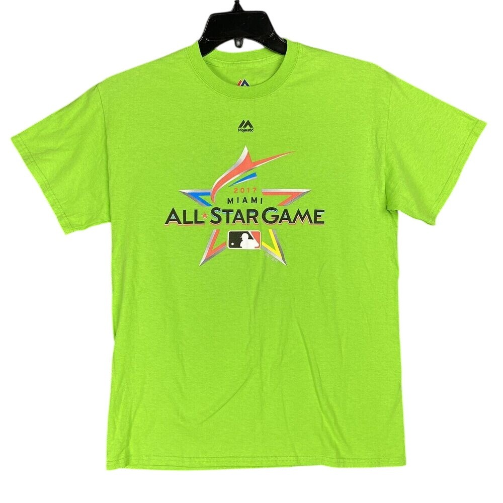 Baseball All Star Game Shirt Mens Medium Green Miami Florida Majestic 2017 MLB